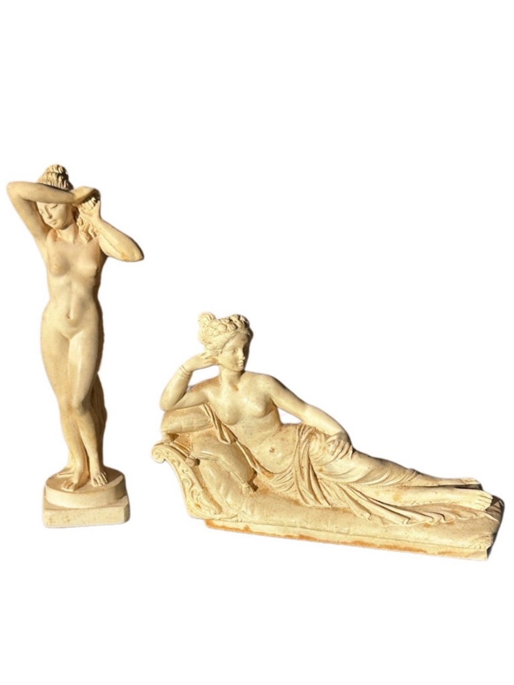 G. R. ROMAN GODDESSES Alabaster sculptures, Italian Set of Two Venus A Phrodite